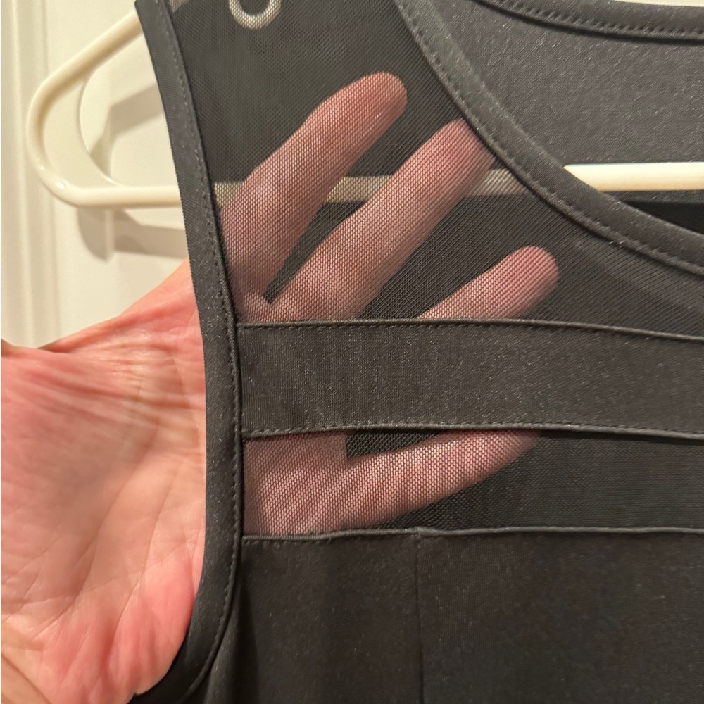 Lulus Black Mesh Trim Fit & Flare Sleeveless Cocktail Dress XS - Picture 7 of 9